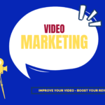 Image of a yellow video camera on a blue background with a thought bubble for video marketing for an article about digital content and the digital transformation.