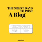 Yellow graphic with a text push asking if it's the right time to post a blog for a blog about the best days to post a blog.