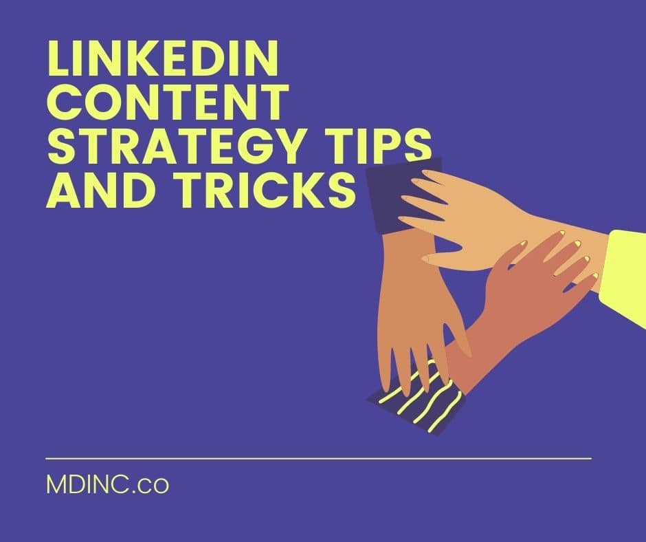 Image of three cartoon hands holding one another for an article about LinkedIn Content Strategy Tips and Tricks.