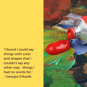 Georgia O'Keefe quote text overlaying a yellow background with an image of an artists' palette for an article about the importance of content migration.