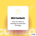 Image of text overlay on a yellow background for SEO content and why you need to develop an effective strategy.